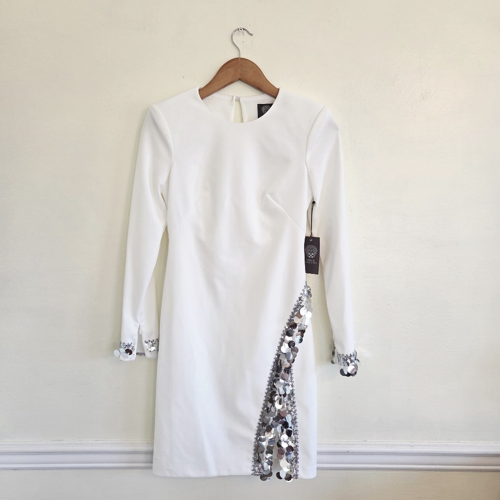 Vince Camuto Long Sleeve Sequin Jersey Mini dress NWT